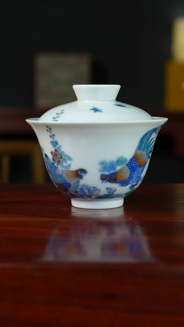 祖传窑真柴窑传承400年阖家欢乐二才盖碗
