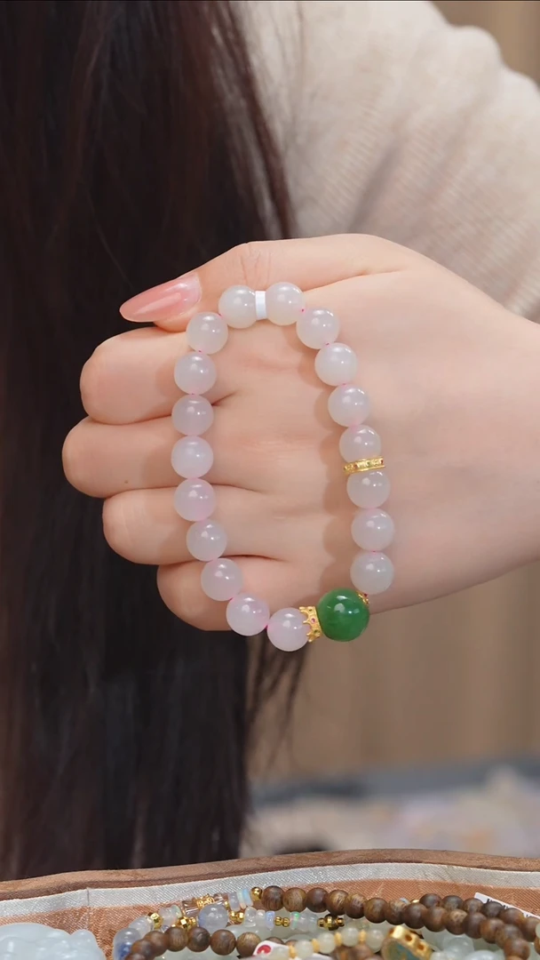 【闪购商品】和田玉手串未镶嵌藕粉 卡9@@N0009