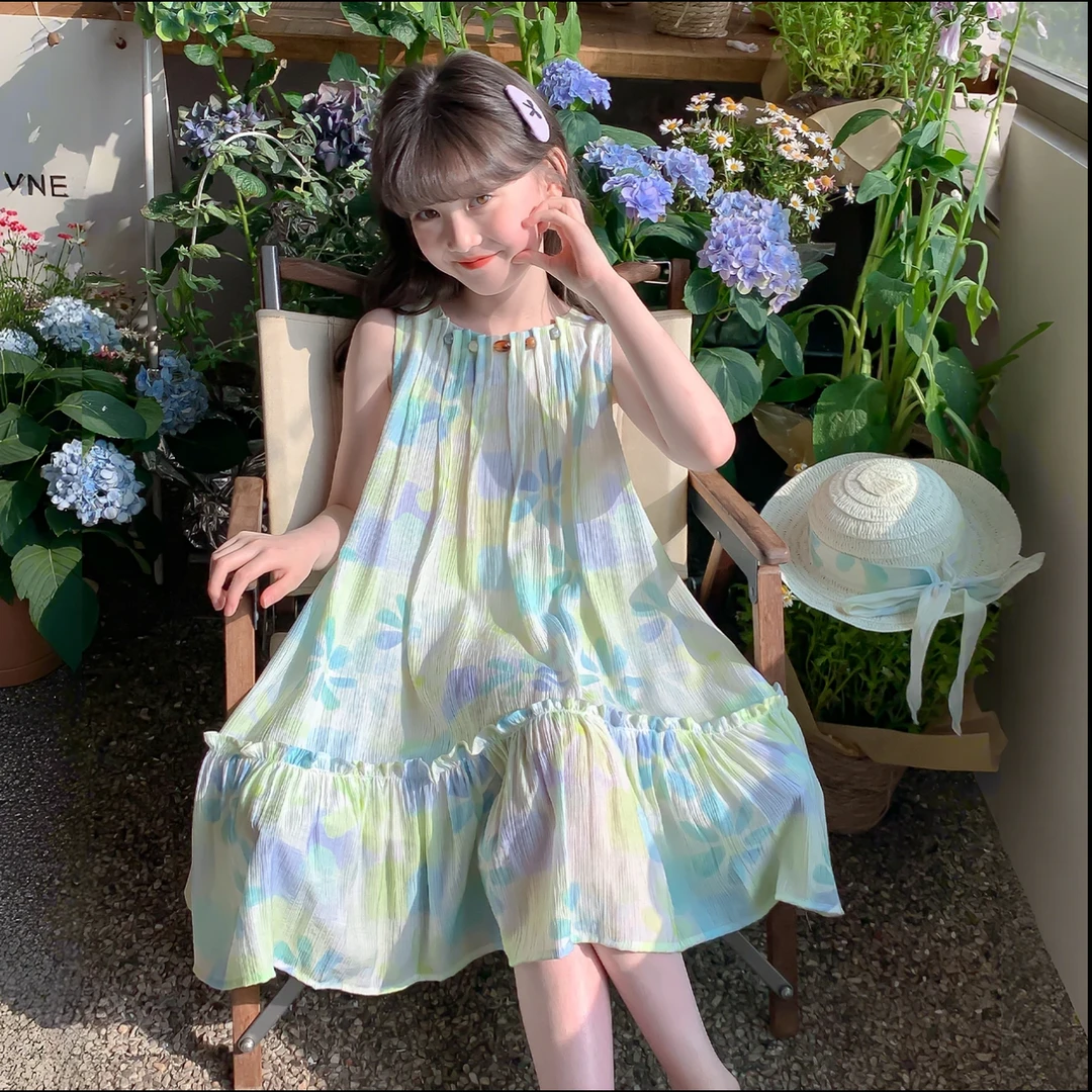 （送帽子）女童无袖连衣裙2025夏季新款洋气长裙子公主裙CSC2285