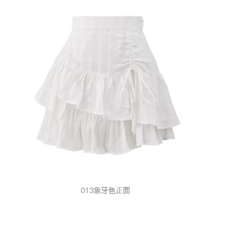 夏季甜美日系不规则抽褶蛋糕裙半身裙038ISL31-0041