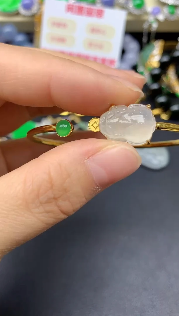 18K金镶嵌手镯翡翠309-翡翠雪姐天天见