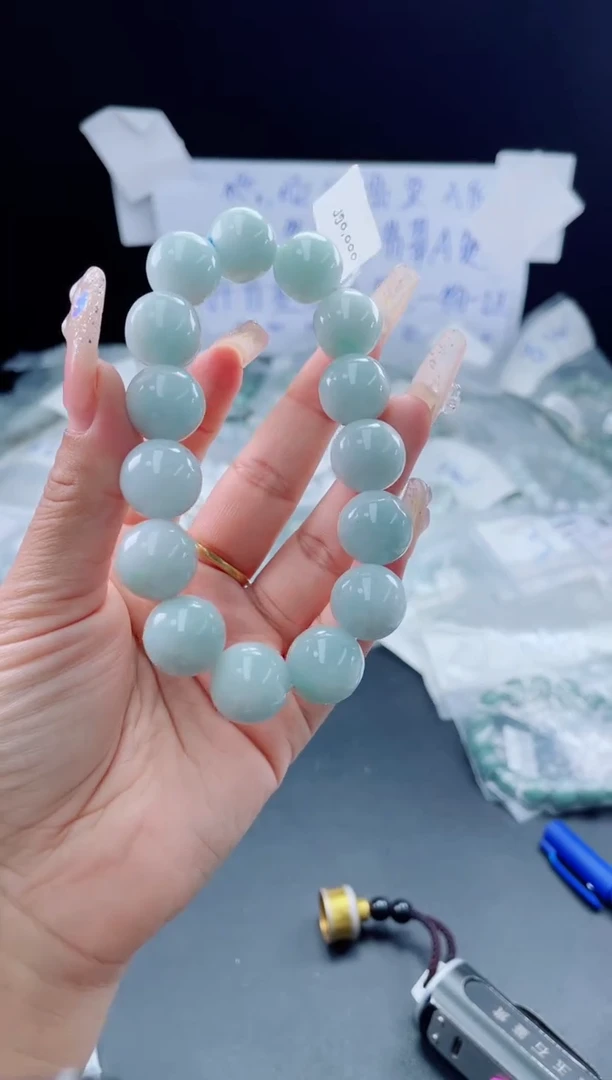 未镶嵌定制翡翠珠串15+