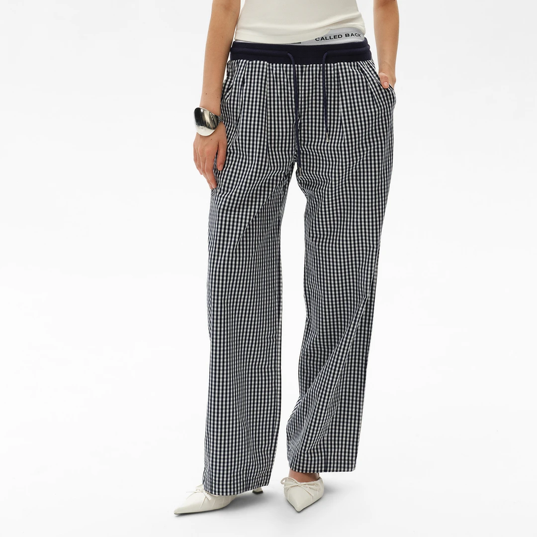 CALLED BACK【鞠婧祎同款】休闲裤女秋季新款格纹直筒阔腿长裤