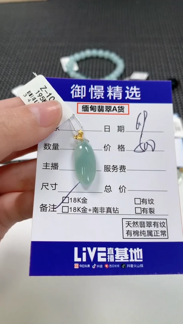 翡翠18K金镶嵌颈饰113