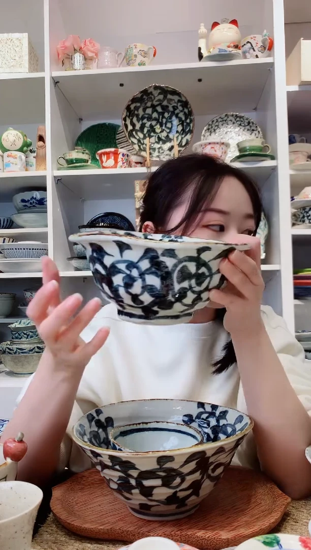 陶瓷章鱼唐草手捧钵19cm