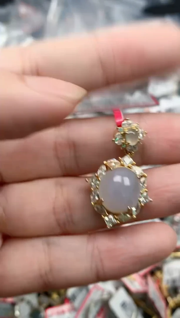 翡翠戒指银S925镶嵌天然缅甸翡翠