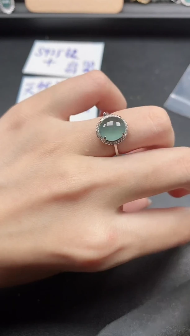 翡翠戒指银S925镶嵌51511