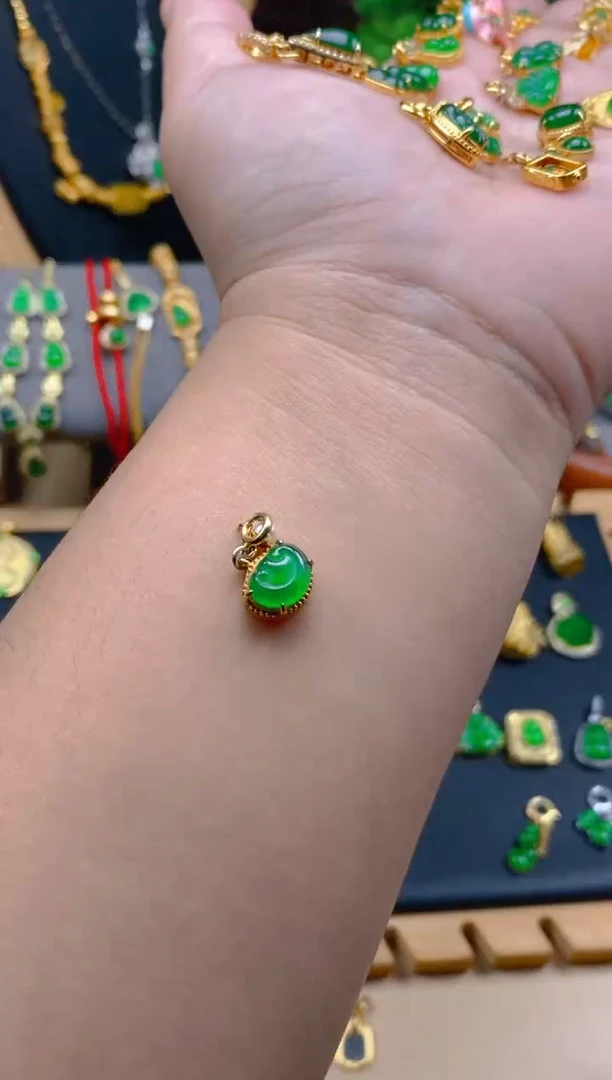 吊坠(不含链)银S925镶嵌翡翠如意万能扣