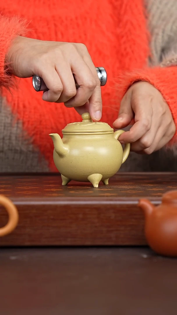 茶壶紫砂微瑕台西本绿三足乳鼎