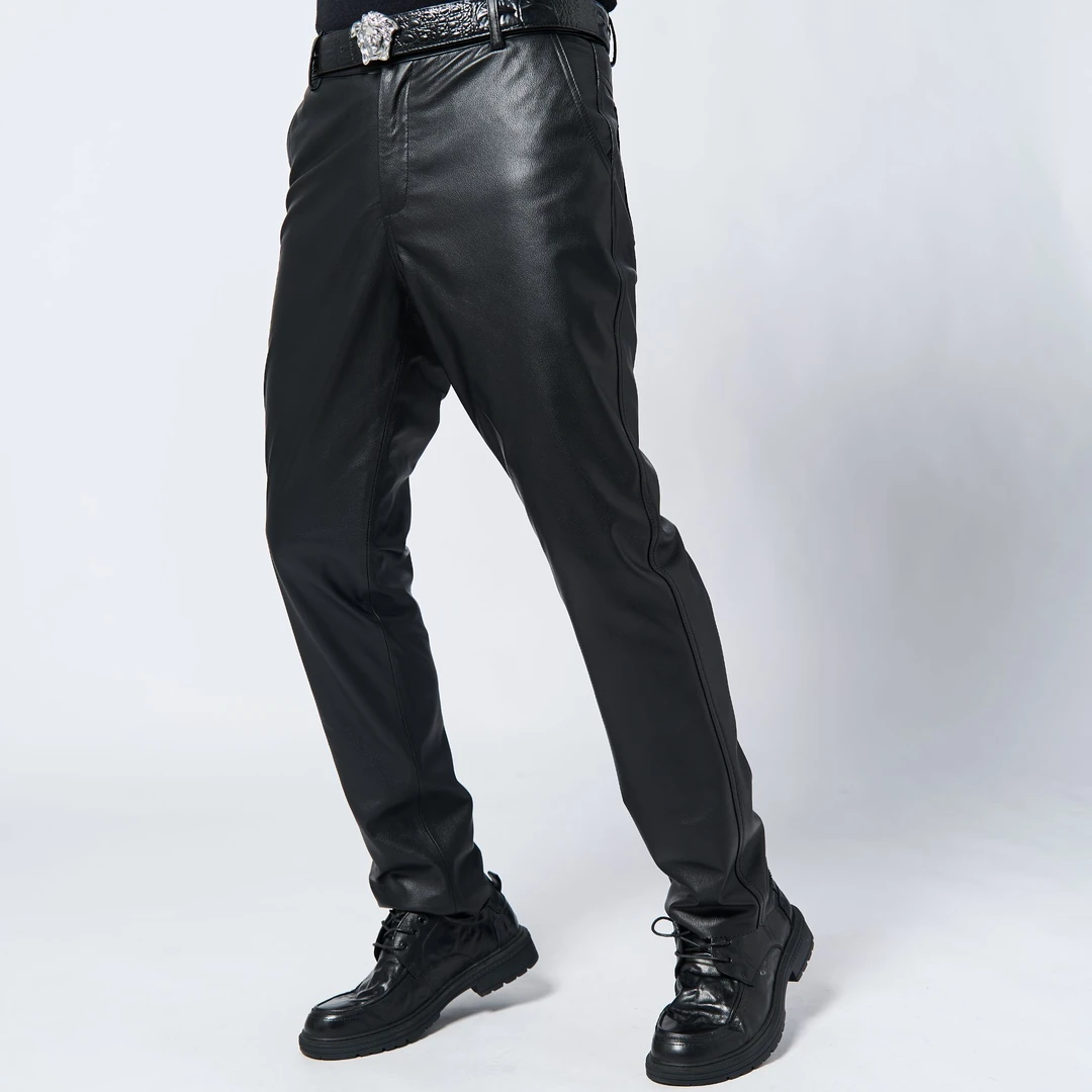 2025新款直筒裤真皮皮裤男士商务休闲头层牛皮西装裤