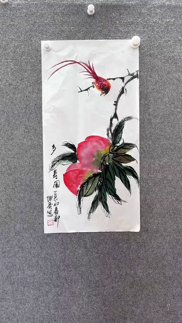 【闪购商品】国画桃长寿鸟；；；；；；；；；；；；