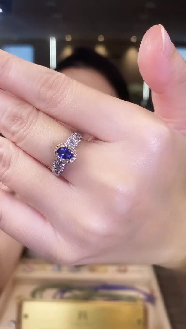 蓝宝石戒指银S925镶嵌09