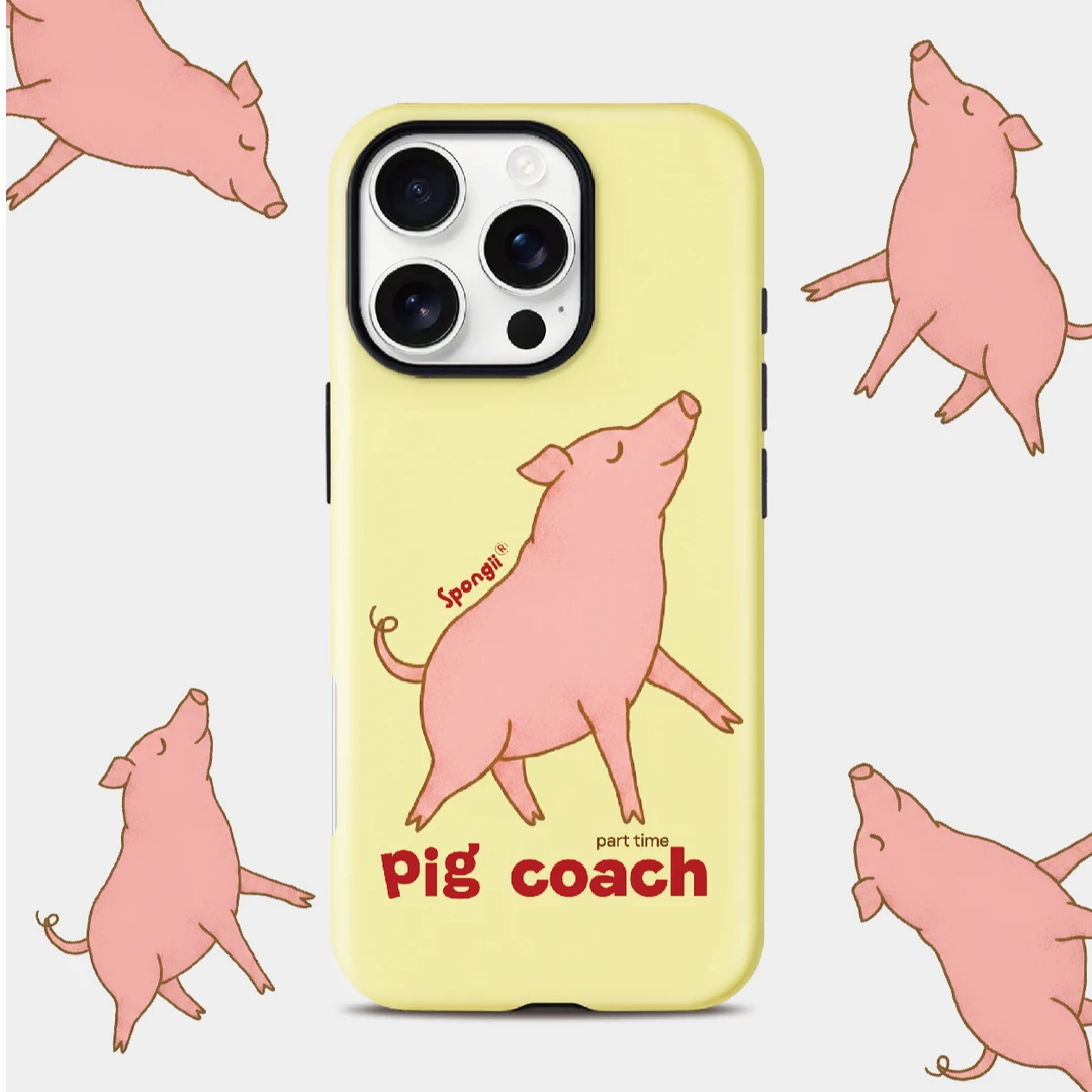 Pig coach 猪猪教练 手机壳 二合一韩国菲林进口材质磨砂*Spongii