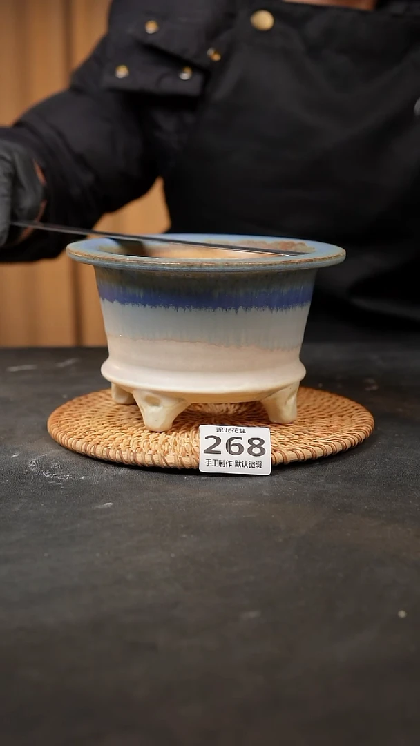 【闪购商品】瓷片268泥泥手工花盆口14高11