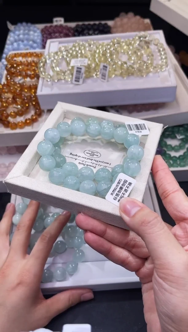 /未镶嵌萤石拉丝蓝绿萤石14~15mm