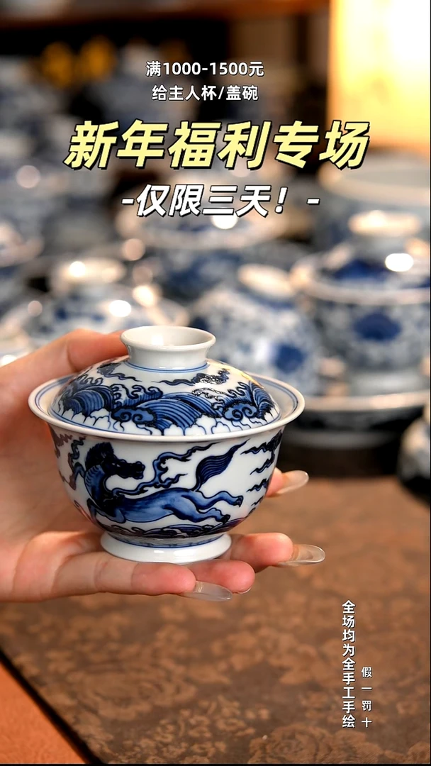 景德镇纯手工手绘柴窑茶具福利