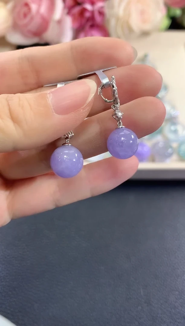 吊坠(不含链)18K金镶嵌翡翠b41紫货有色差多样性一件发