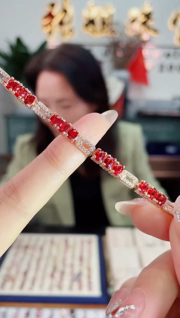 【闪购商品】彩色蓝宝石手链银S925镶嵌手链