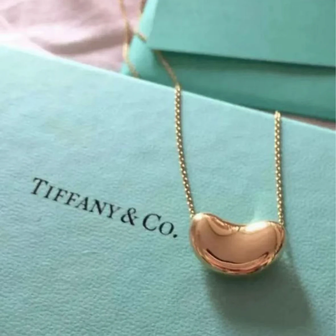 99新 Tiffany & Co./蒂芙尼 18K 玫瑰金豆豆蚕豆项链