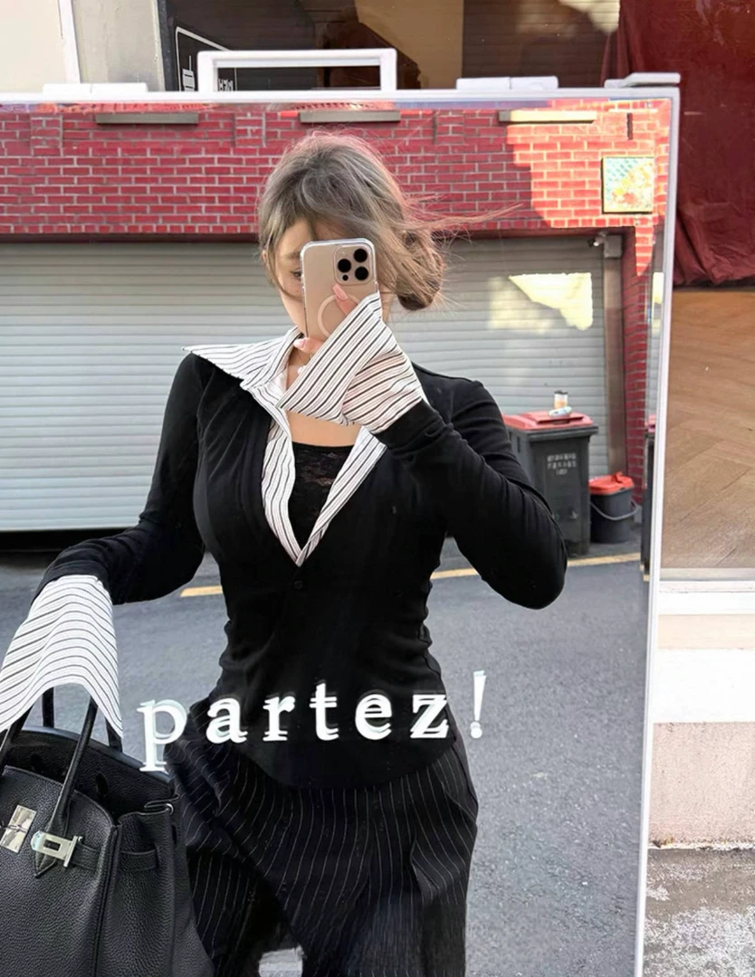 【胖丫丫】大码2025春季新款休闲衬衫领长袖上衣高智感通勤女