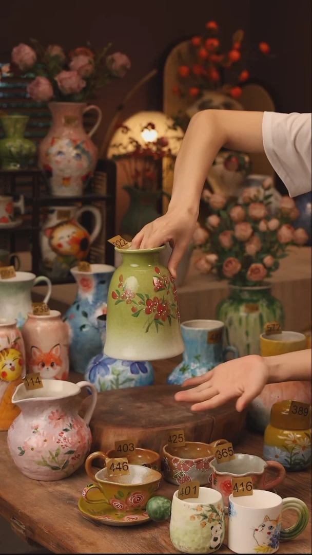 陶瓷322景德镇设计师手作花器摆件侘寂风