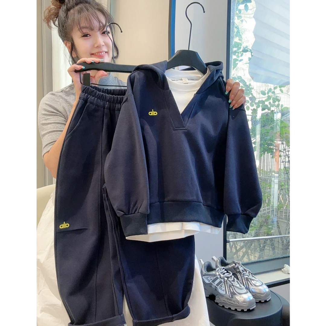 男童套装秋装加厚2025春秋新款儿童男孩运动宽松连帽卫衣裤两件套