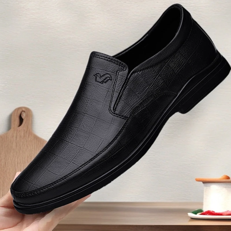 【富贵鸟正品】男真皮软底压花简约风休闲鞋2025春季高级感潮流男鞋