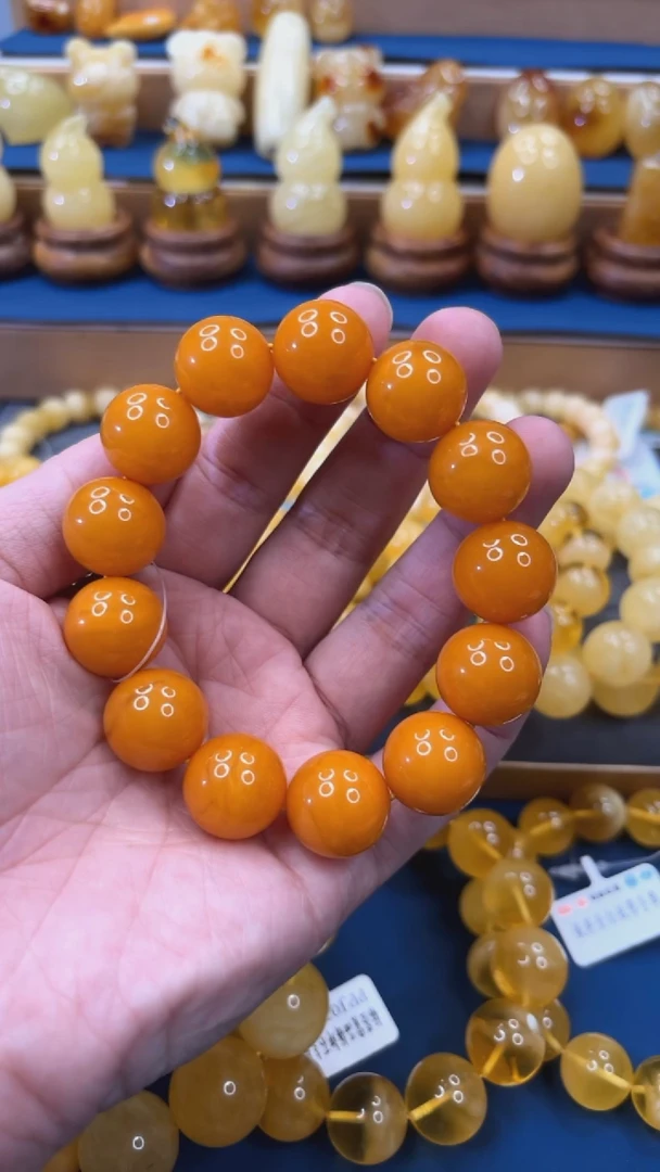 手串蜜蜡未镶嵌p62焦皮料精品单圈 17mm 36.9克