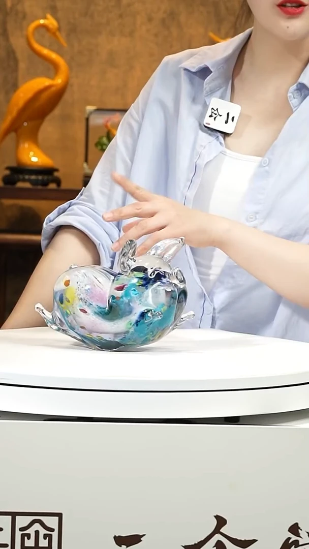 琉璃摆件莫奈福猪