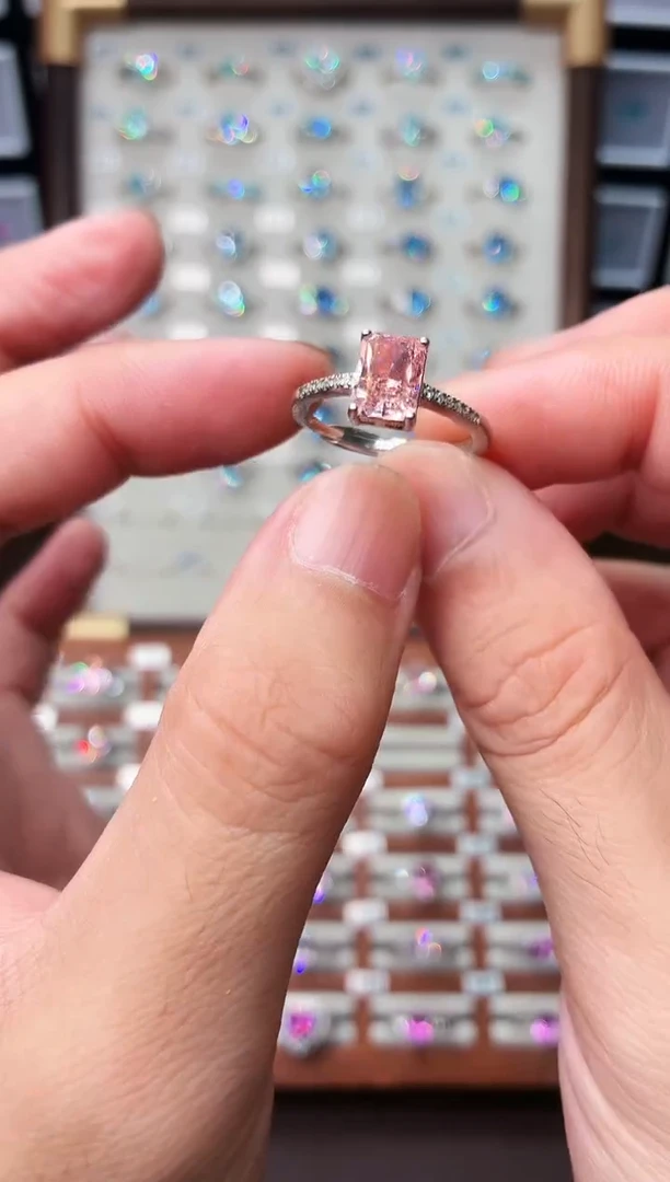 戒指彩色蓝宝石银S925镶嵌1888