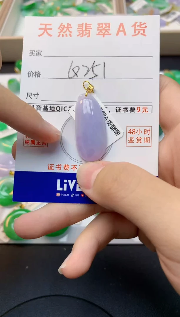颈饰18K金镶嵌翡翠天然缅甸A货翡翠百元以上9元证书费自理