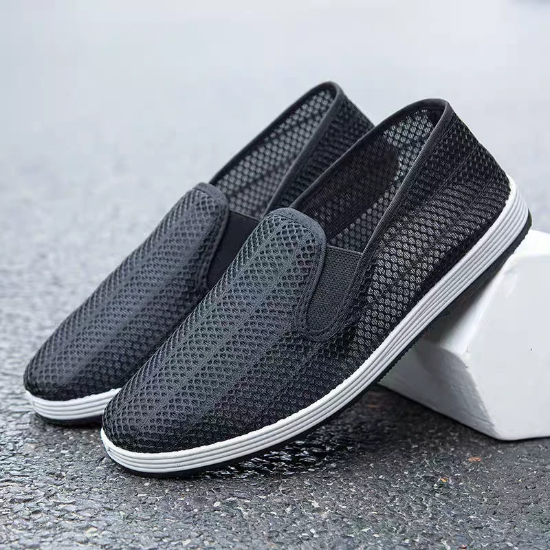 春夏新款软底休闲百搭单鞋老北京黑布鞋透气网鞋秋季轻便干活男鞋