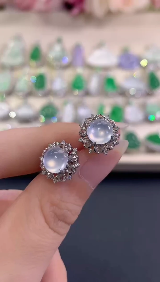 18K金镶嵌翡翠耳饰c63