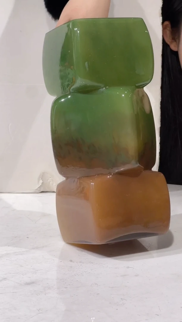 【闪购商品】琉璃绿色方块花瓶