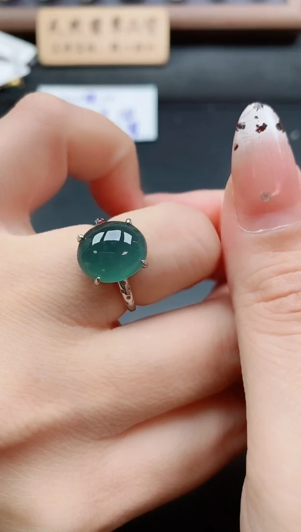 银S925镶嵌戒指翡翠1