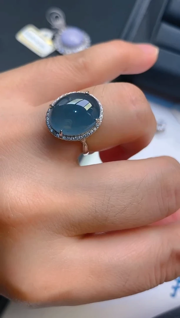 【闪购商品】翡翠耳饰银S925镶嵌天然A货翡翠1