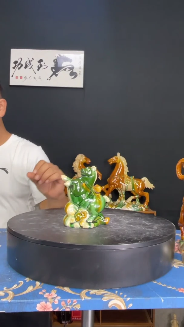 陶瓷小小飞黄腾达/马上有钱H12cm绿色
