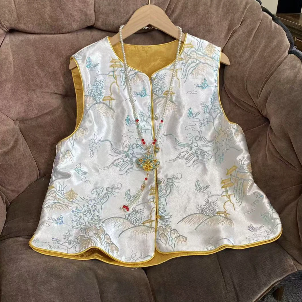 深圳南油高端女装欧洲站2025早春新款上衣新中式国风刺绣马甲外套