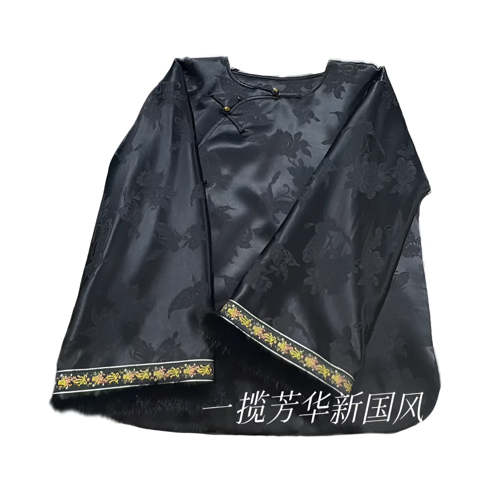 （嘉年薄款）一揽芳华新国风百分百桑蚕丝内搭水貂毛薄款春款