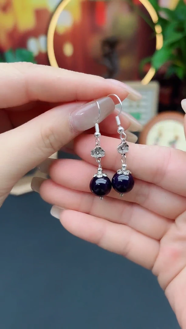 玛瑙/玉髓耳饰银S925镶嵌235