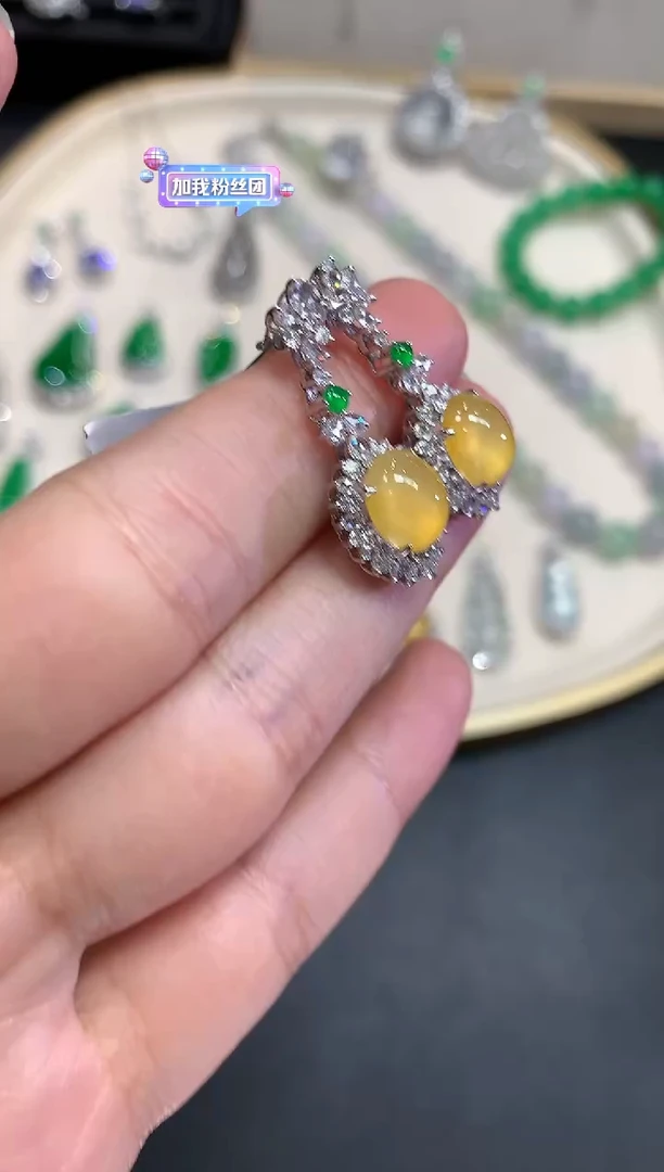 【闪购商品】翡翠耳饰18K金镶嵌A742|25000