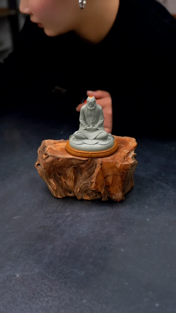 【闪购商品】松花石金顶达摩摆件