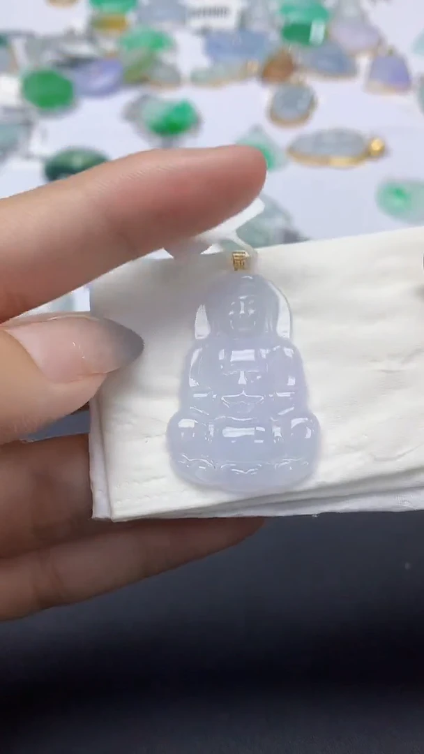 翡翠18K金镶嵌颈饰 天然缅甸a货翡翠