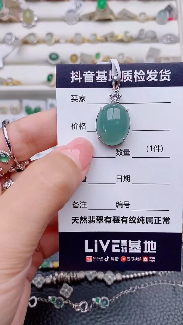 吊坠(赠链)银S925镶嵌翡翠...............