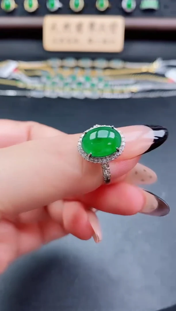 银S925镶嵌戒指翡翠1
