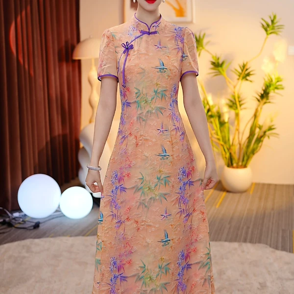 洋气女装裙子气质修身显瘦时尚印花连衣裙25L877