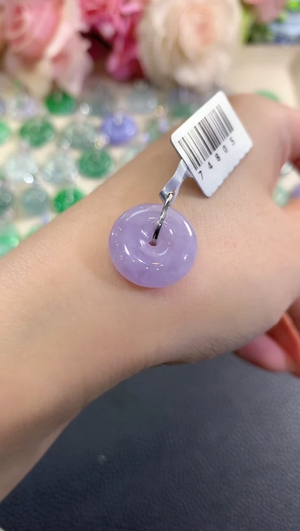 吊坠(不含链)18K金镶嵌翡翠b6紫货有色差多样性一件发货