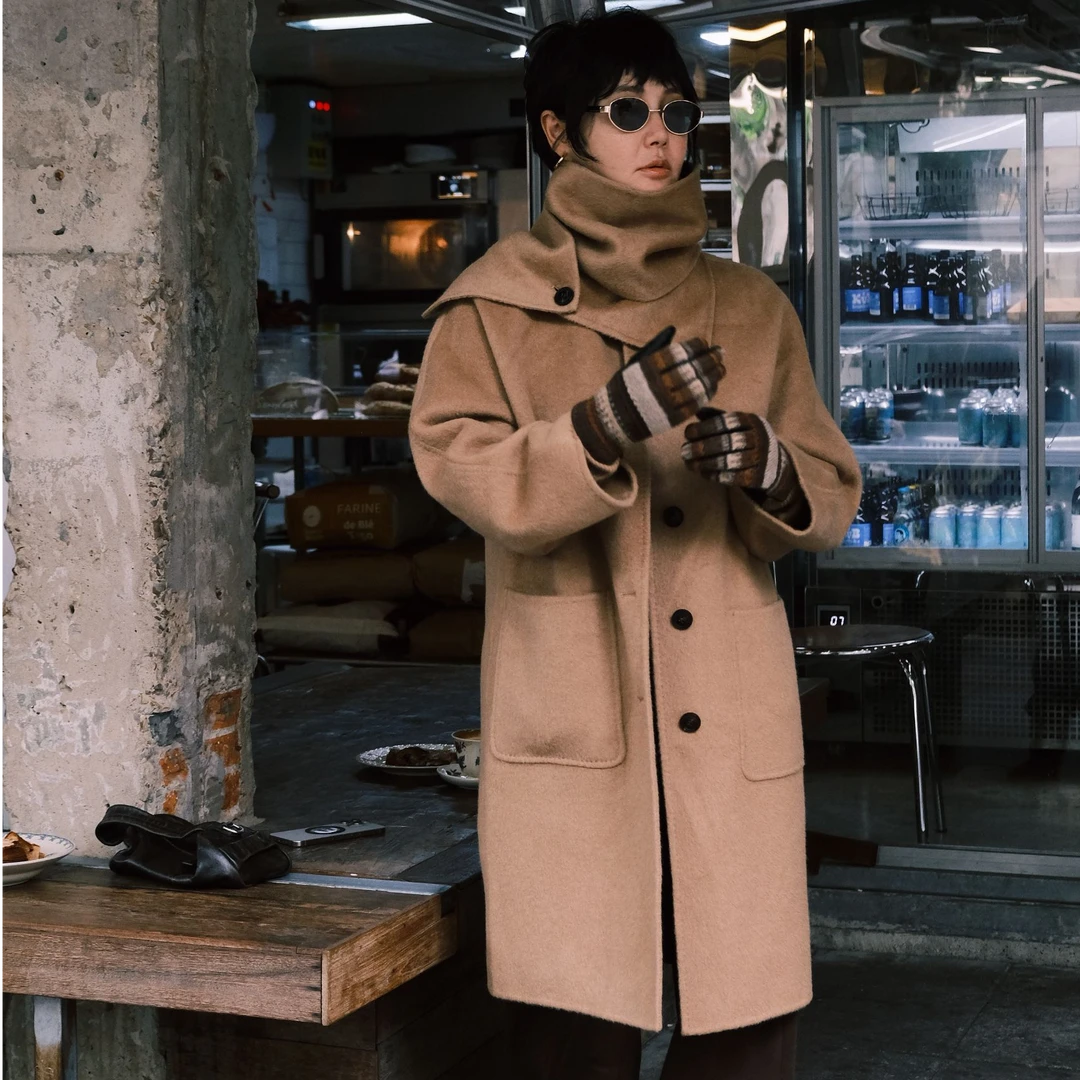 KOKOWANG 【红标系列】双峰骆驼绒双排扣老钱风大衣外套N7185I03W03