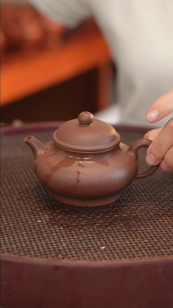 茶壶紫砂宫灯 紫泥 半手工 200cc