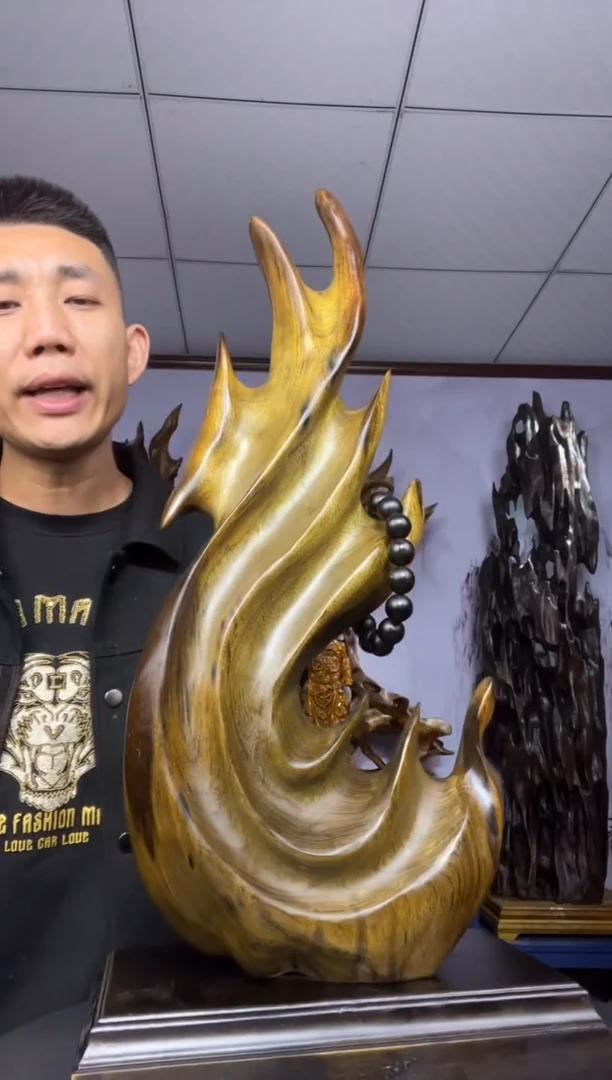 金丝楠木雕款只**见金丝楠木工艺品摆件
